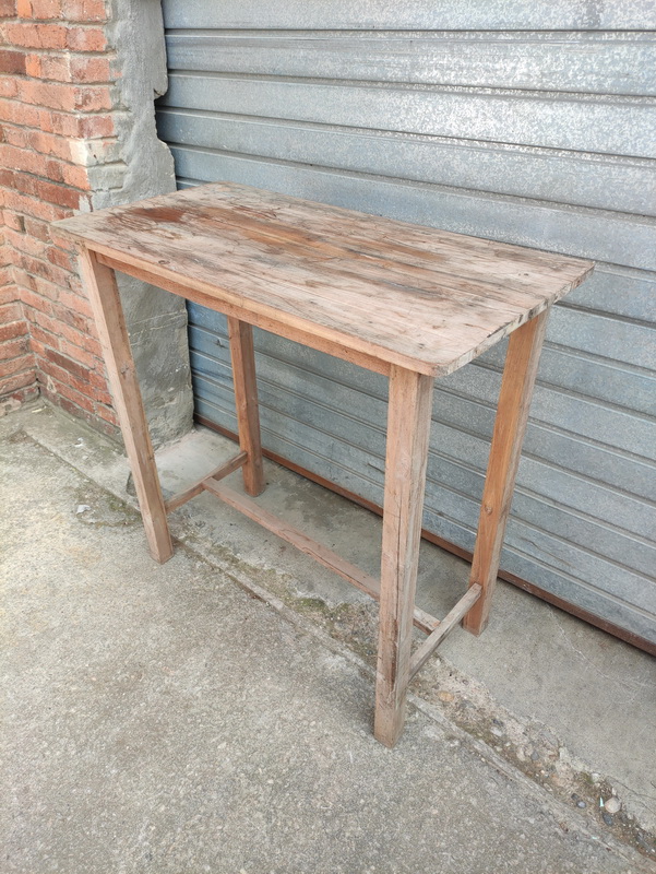 mesa alta puesto mercado madera 101x101x51 2u